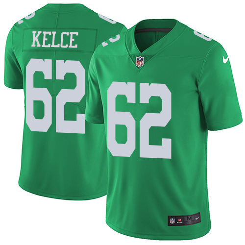 Nike Eagles #62 Jason Kelce Green Men's Stitched NFL Limited Rush Jersey - Click Image to Close